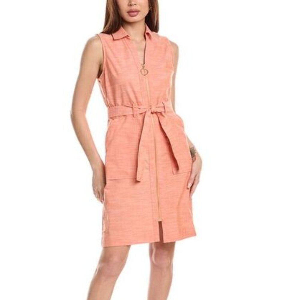 Sharagano Front Zip Shirtdress